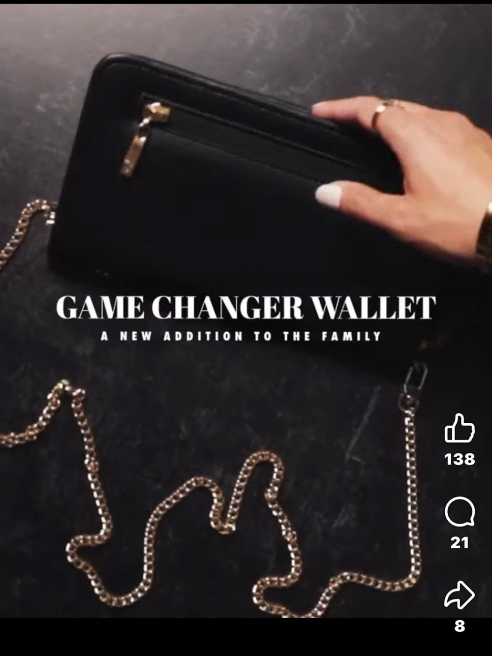Buffbunny faux Leather Crossbody game changer wallet Bag with Gold Chain Strap